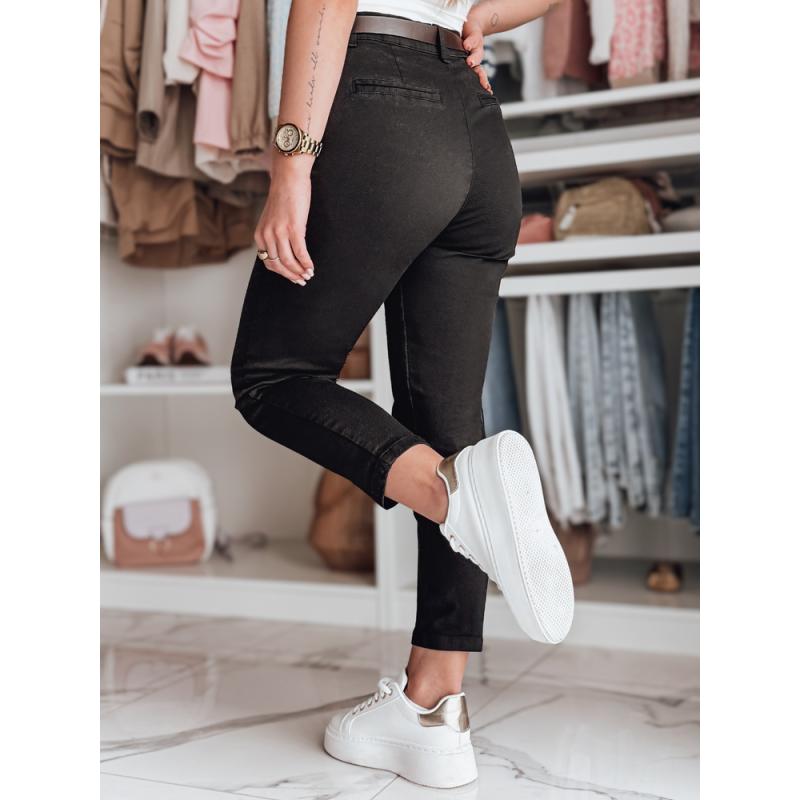 Női slim fit nadrág övvel TAIRONIK fekete