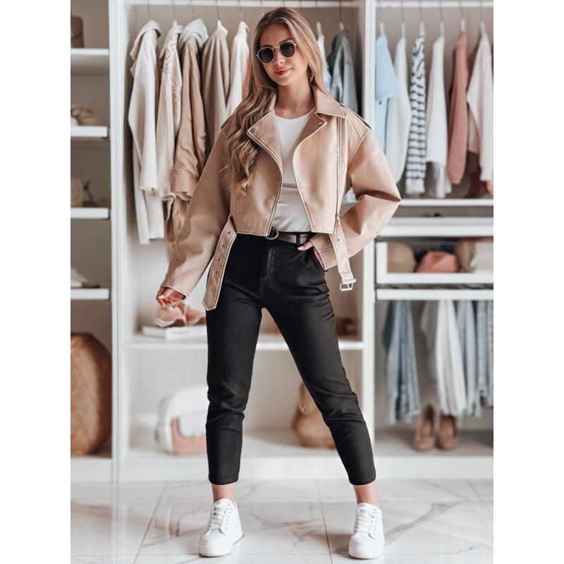 Női slim fit nadrág övvel TAIRONIK fekete