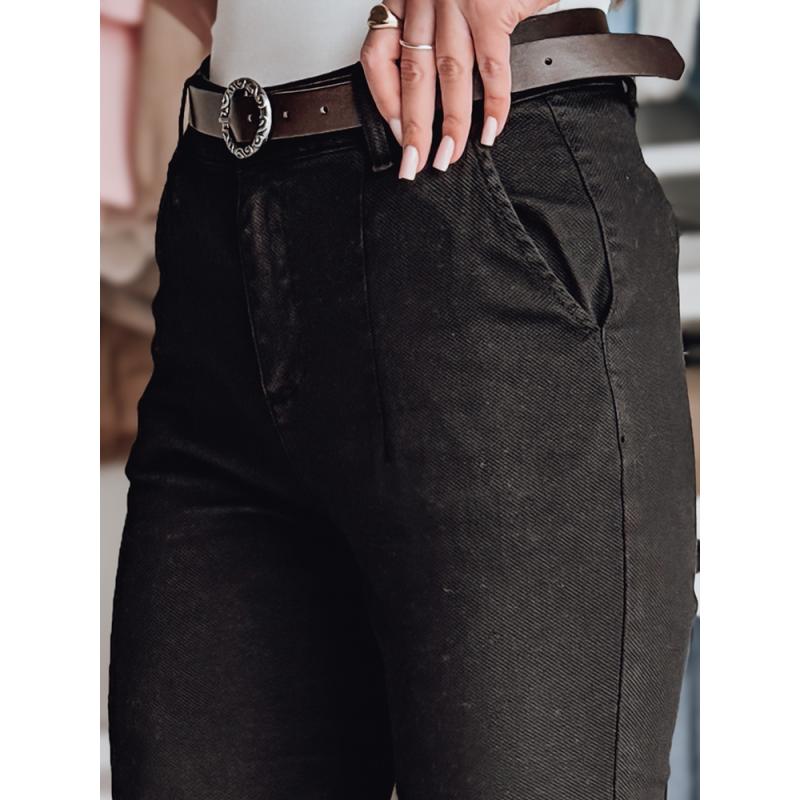 Női slim fit nadrág övvel TAIRONIK fekete