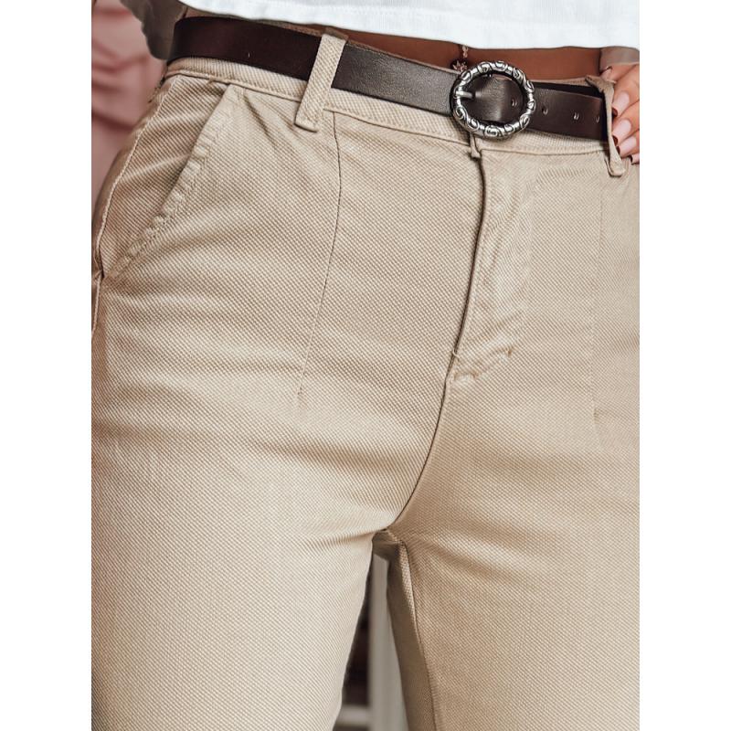 Női slim fit nadrág övvel TAIRONIK sötét bézs