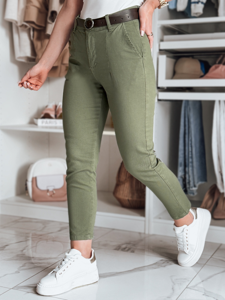 Női slim fit nadrág övvel TAIRONIK khaki