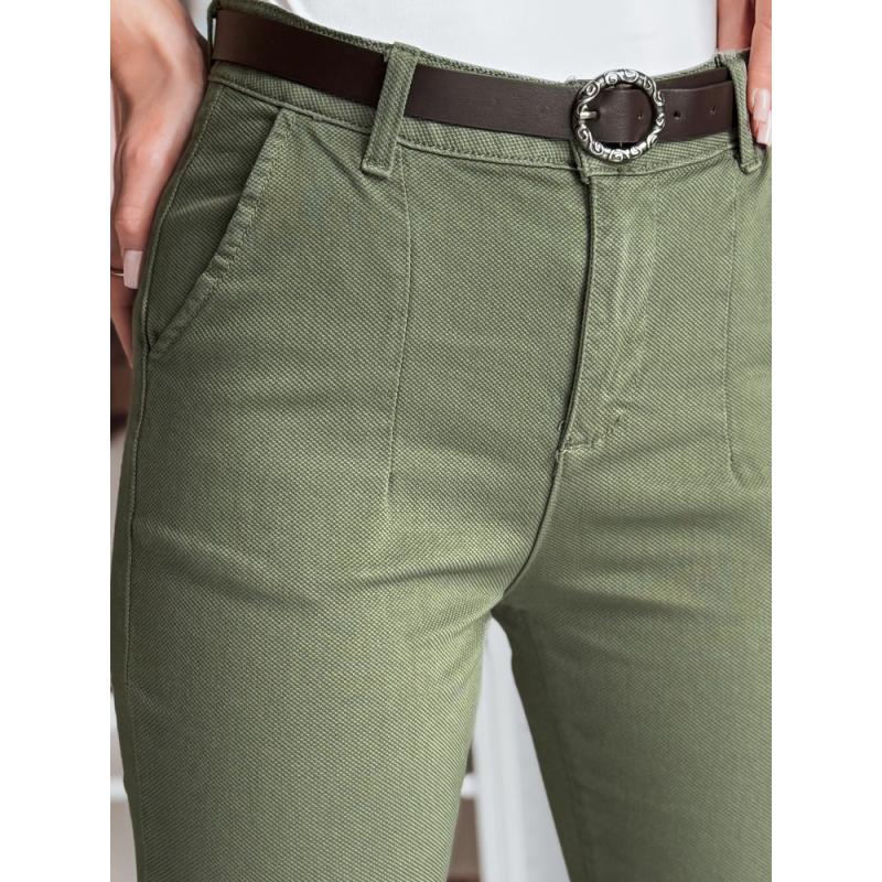 Dámské kalhoty slim fit s páskem TAIRONIK khaki