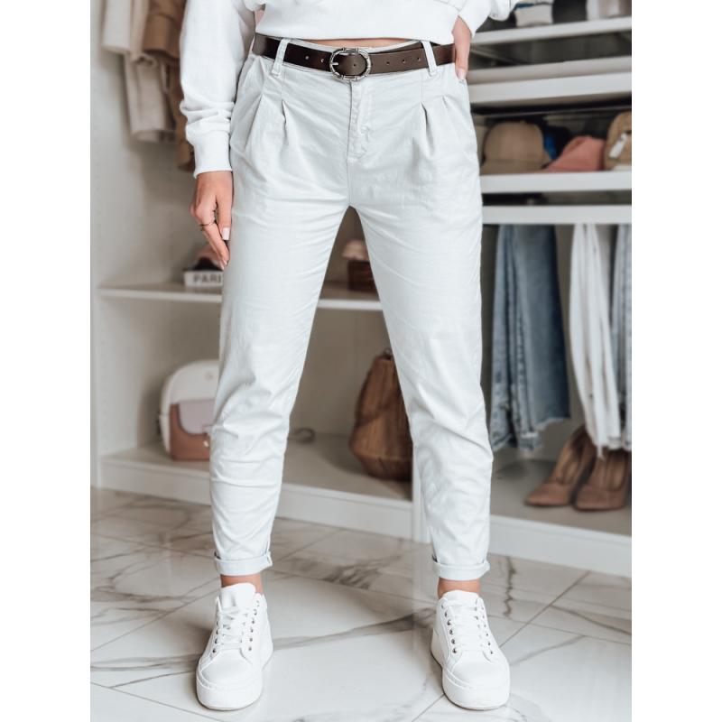 Dámské chino kalhoty s páskem MODELA světle šedé