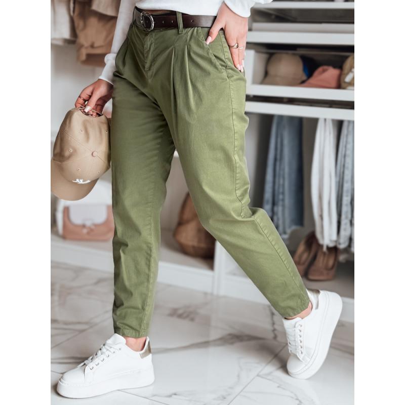 Dámske chino nohavice s opaskom MODELA khaki