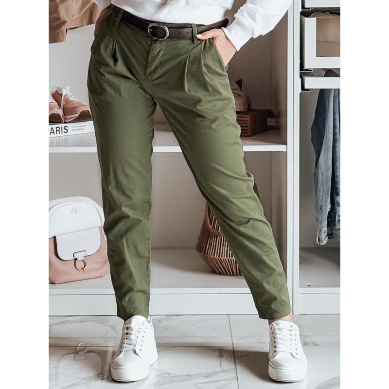 Dámské chino kalhoty s páskem MODELA khaki