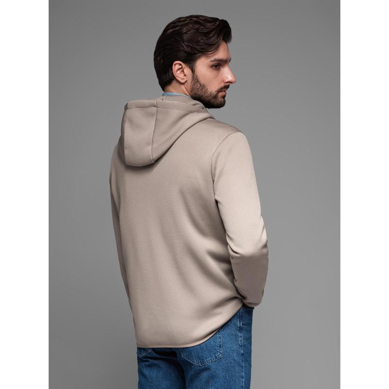 Lehká barevná pánská sportovní bunda s fleecem - hnědá a tmavě modrá V1 OM-JANP-0194