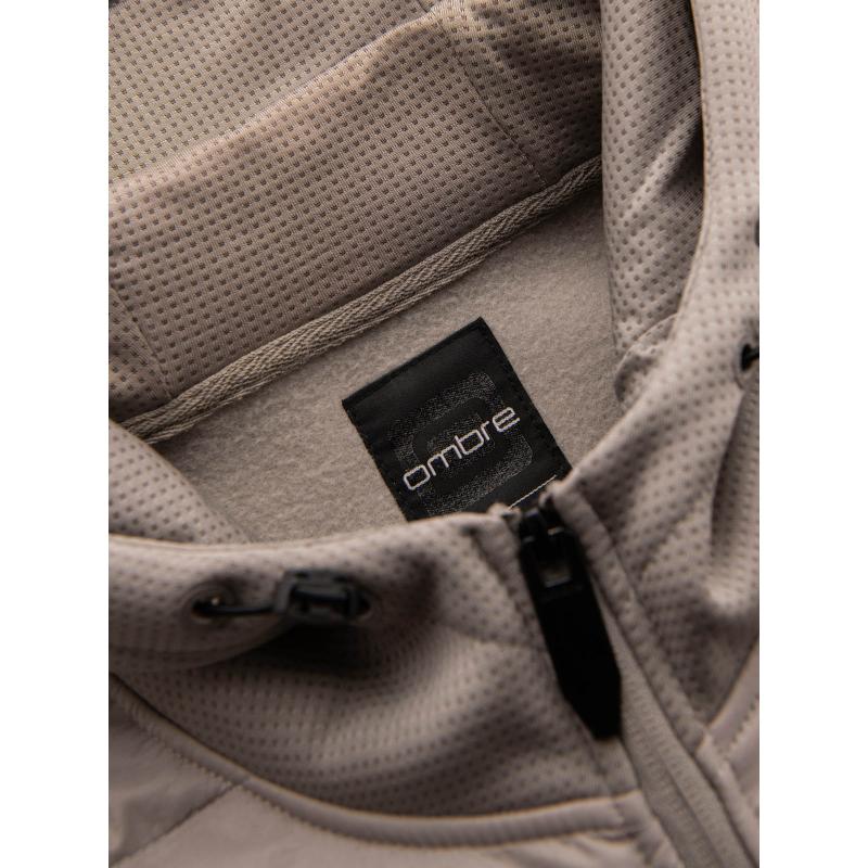 Lehká barevná pánská sportovní bunda s fleecem - hnědá a tmavě modrá V1 OM-JANP-0194