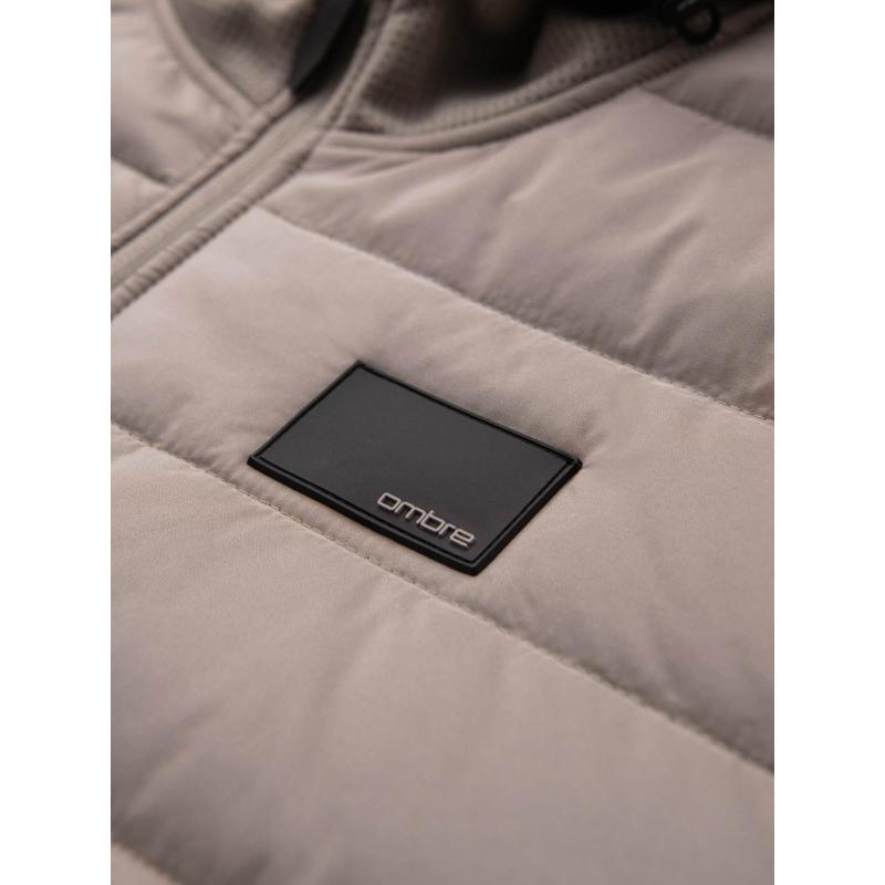 Lehká barevná pánská sportovní bunda s fleecem - hnědá a tmavě modrá V1 OM-JANP-0194