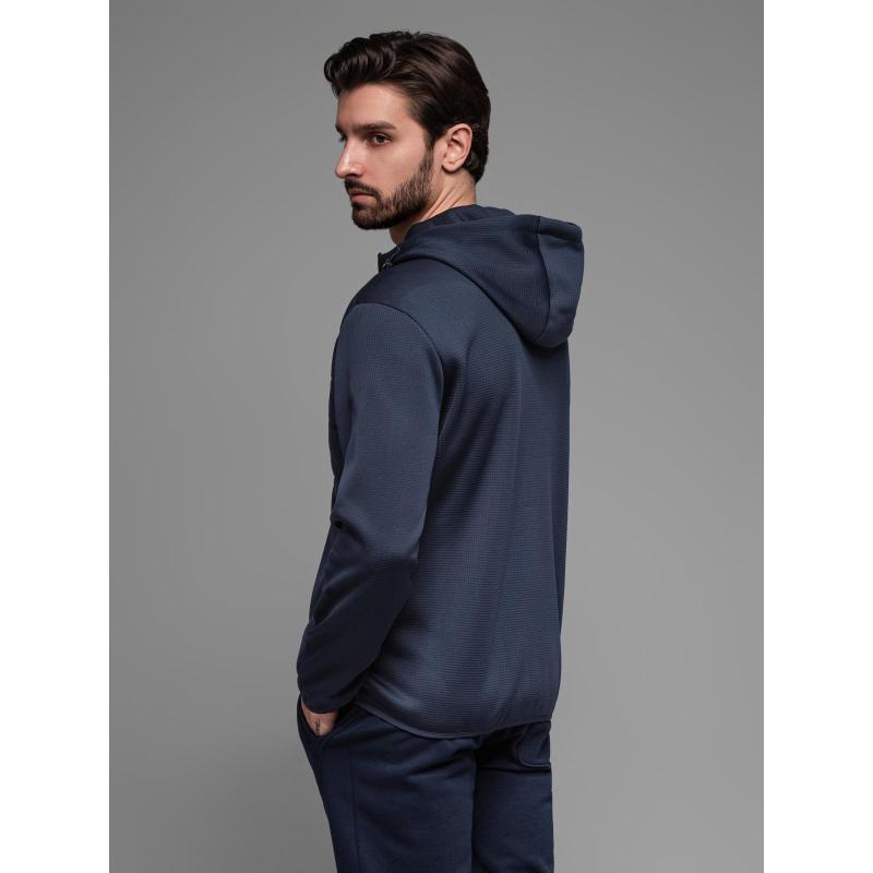 Lehká barevná pánská sportovní bunda s fleecem - hnědá a tmavě modrá V1 OM-JANP-0194