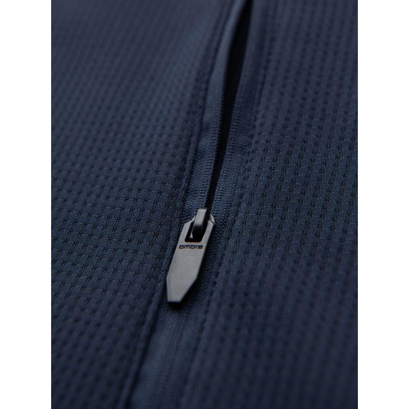 Lehká barevná pánská sportovní bunda s fleecem - hnědá a tmavě modrá V1 OM-JANP-0194