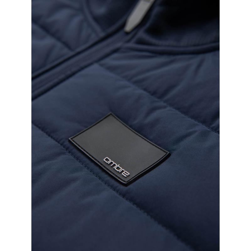 Lehká barevná pánská sportovní bunda s fleecem - hnědá a tmavě modrá V1 OM-JANP-0194