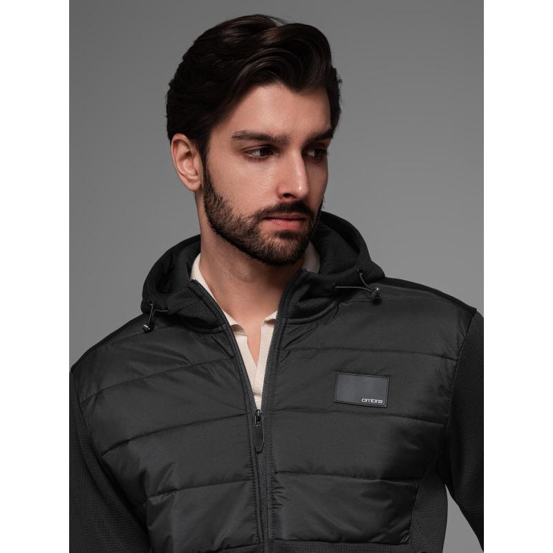 Férfi könnyű, színes sportdzseki gyapjúval - barna és sötétkék V1 OM-JANP-0194