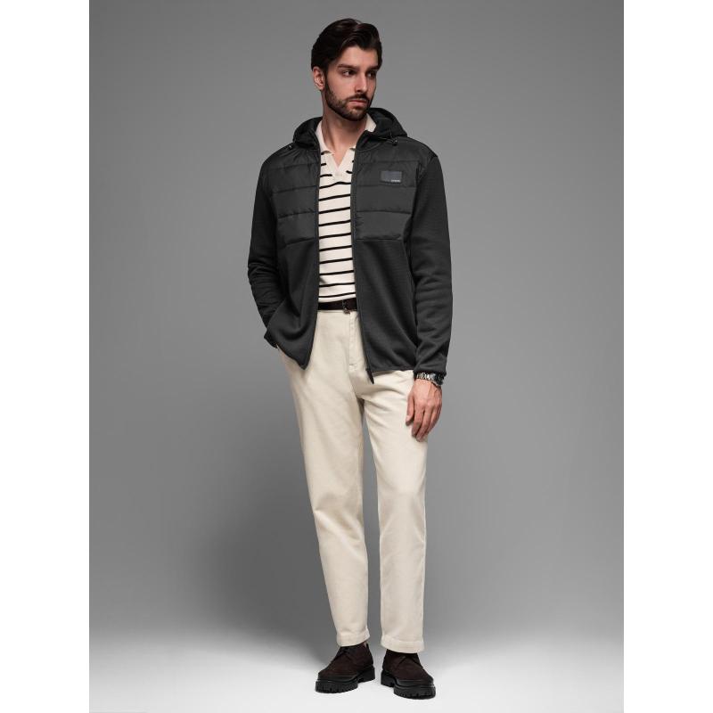 Férfi könnyű, színes sportdzseki gyapjúval - barna és sötétkék V1 OM-JANP-0194