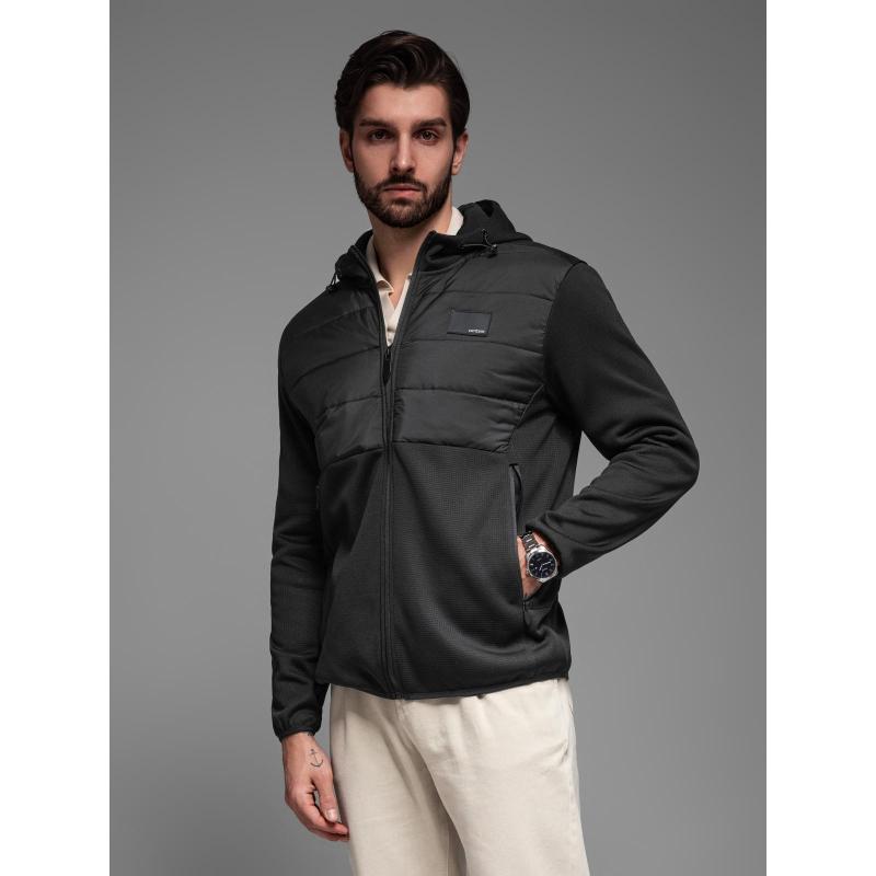 Férfi könnyű, színes sportdzseki gyapjúval - barna és sötétkék V1 OM-JANP-0194