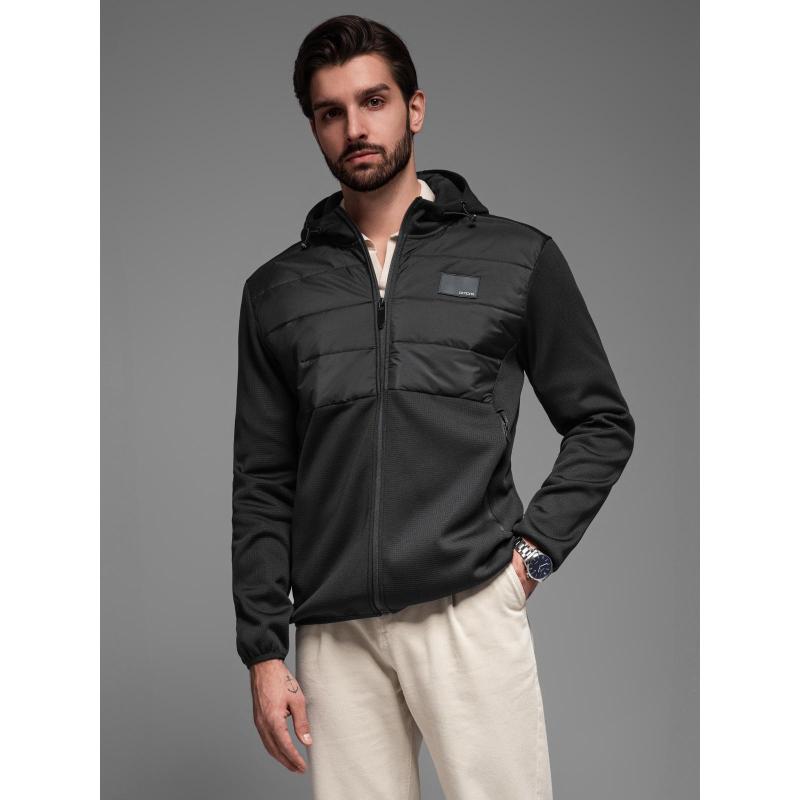 Férfi könnyű, színes sportdzseki gyapjúval - barna és sötétkék V1 OM-JANP-0194