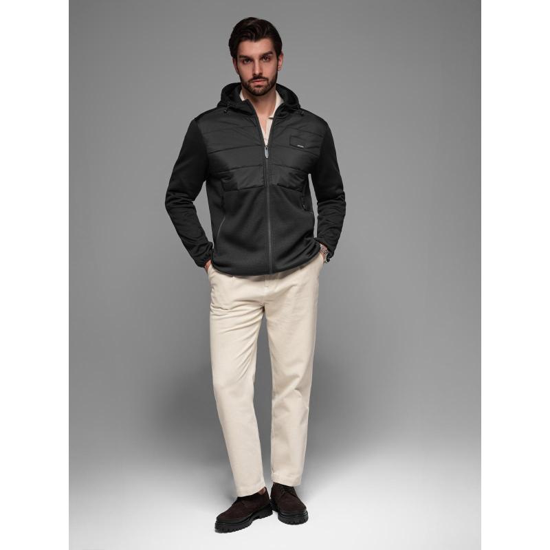 Férfi könnyű, színes sportdzseki gyapjúval - barna és sötétkék V1 OM-JANP-0194