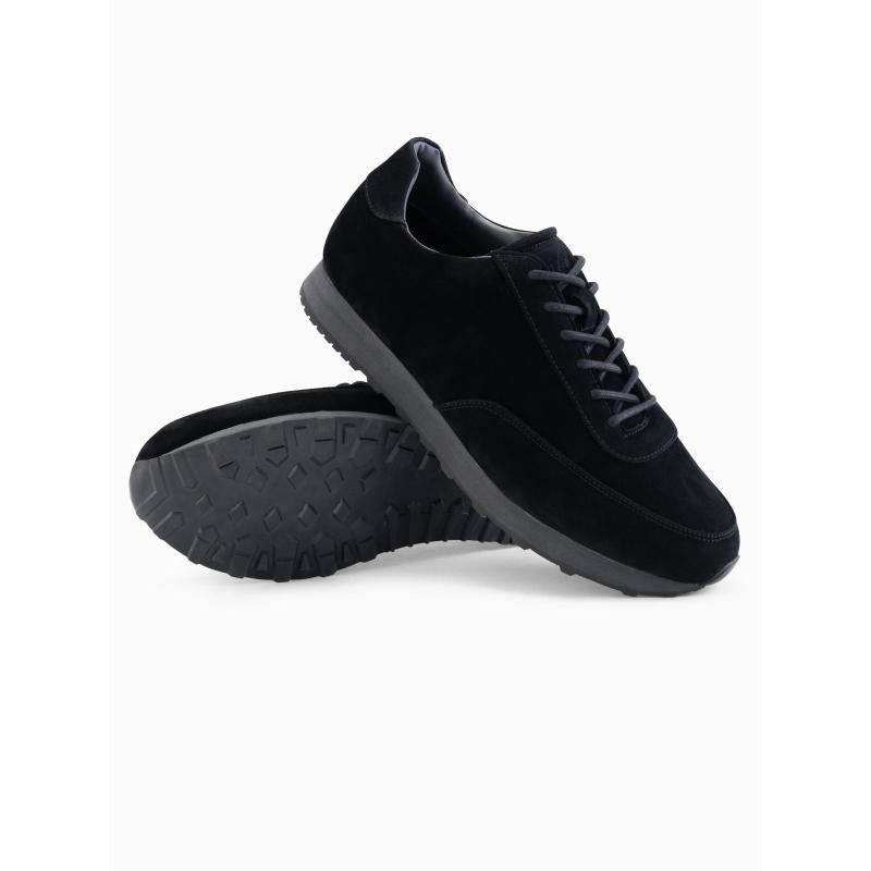 Férfi sportcipő öko bőrből, szarvasbőr felülettel – fekete V1 OM-FOCS-0161