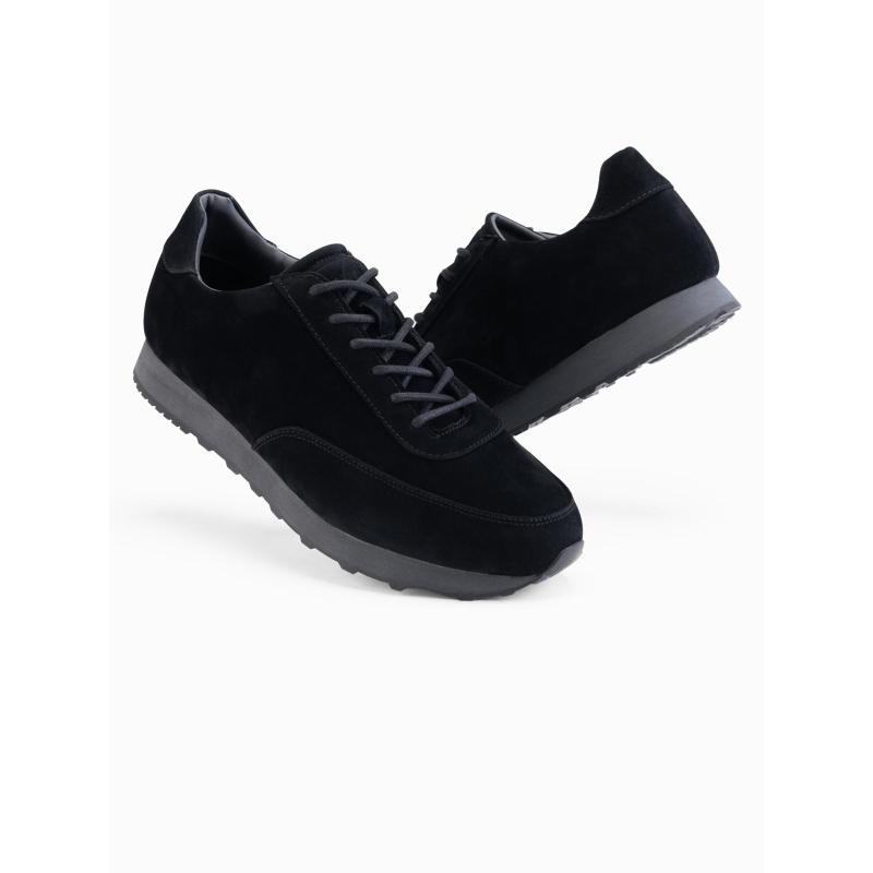 Férfi sportcipő öko bőrből, szarvasbőr felülettel – fekete V1 OM-FOCS-0161