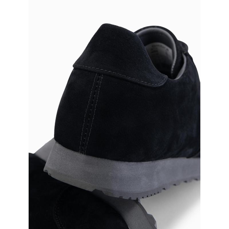 Férfi sportcipő öko bőrből, szarvasbőr felülettel – fekete V1 OM-FOCS-0161