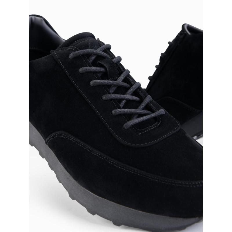 Férfi sportcipő öko bőrből, szarvasbőr felülettel – fekete V1 OM-FOCS-0161