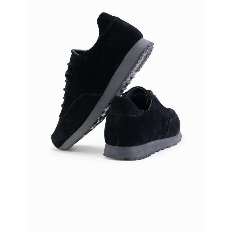 Férfi sportcipő öko bőrből, szarvasbőr felülettel – fekete V1 OM-FOCS-0161