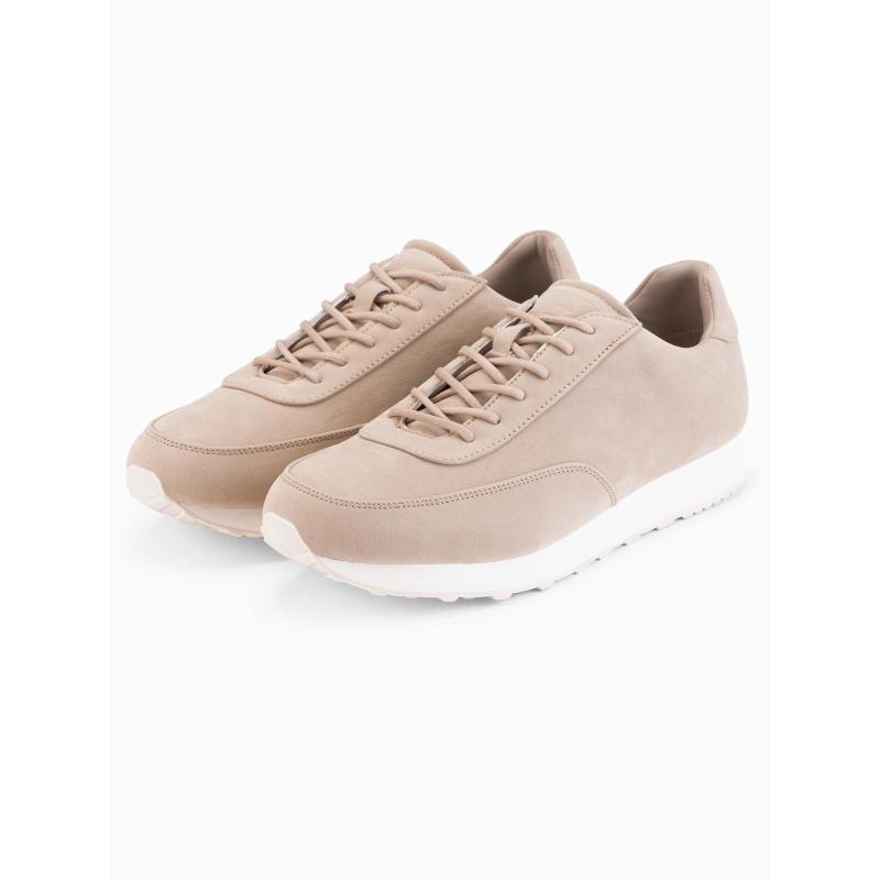 Pánské sportovní boty z ekologické kůže se semišovým povrchem – pískové V4 OM-FOCS-0161