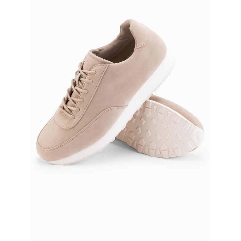 Pánské sportovní boty z ekologické kůže se semišovým povrchem – pískové V4 OM-FOCS-0161