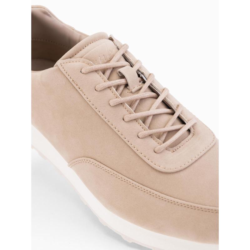 Pánské sportovní boty z ekologické kůže se semišovým povrchem – pískové V4 OM-FOCS-0161