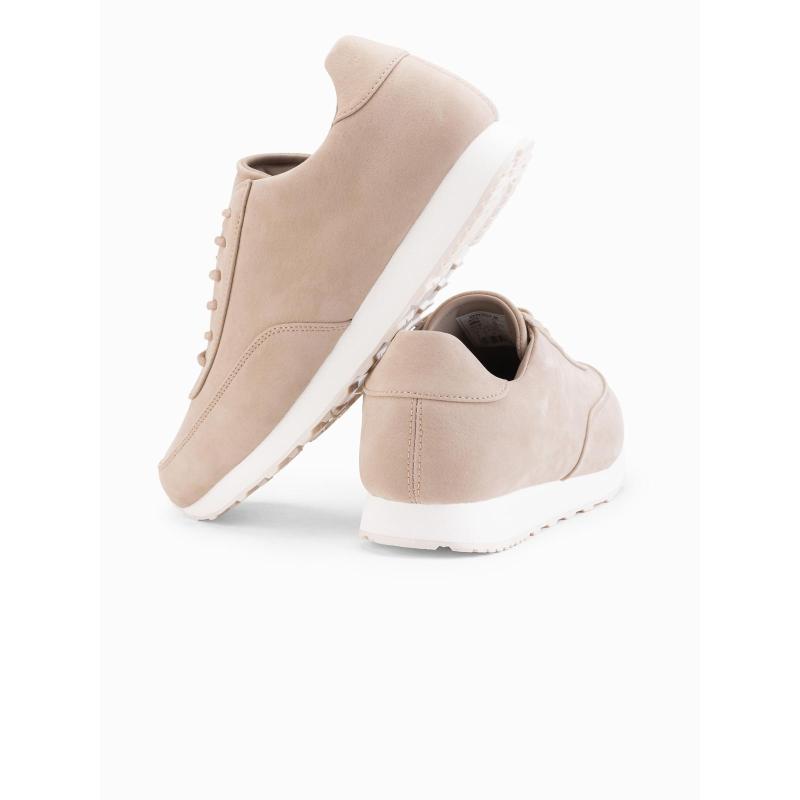 Pánské sportovní boty z ekologické kůže se semišovým povrchem – pískové V4 OM-FOCS-0161