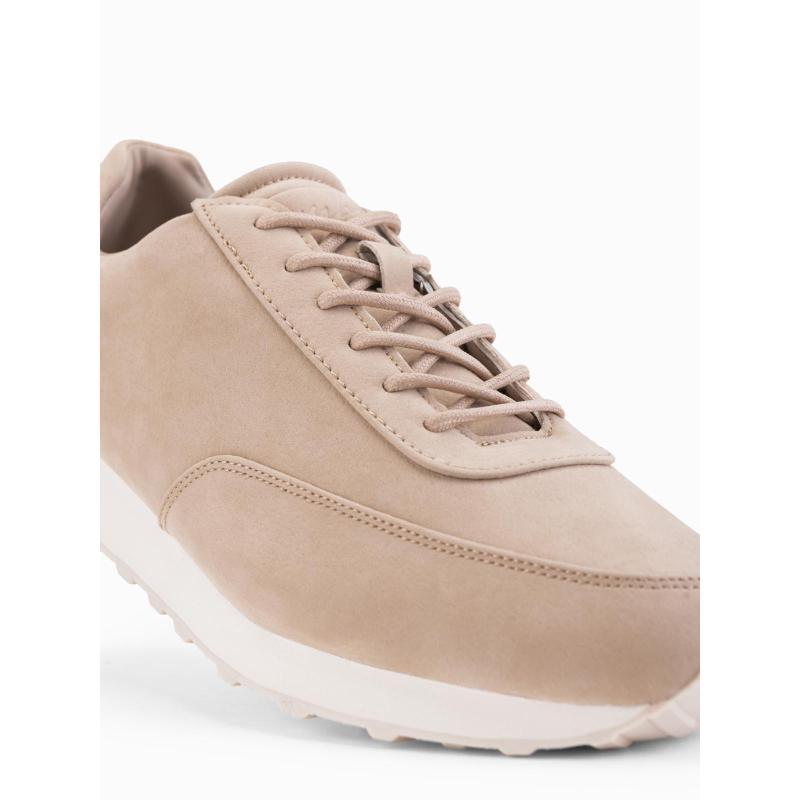 Pánské sportovní boty z ekologické kůže se semišovým povrchem – pískové V4 OM-FOCS-0161