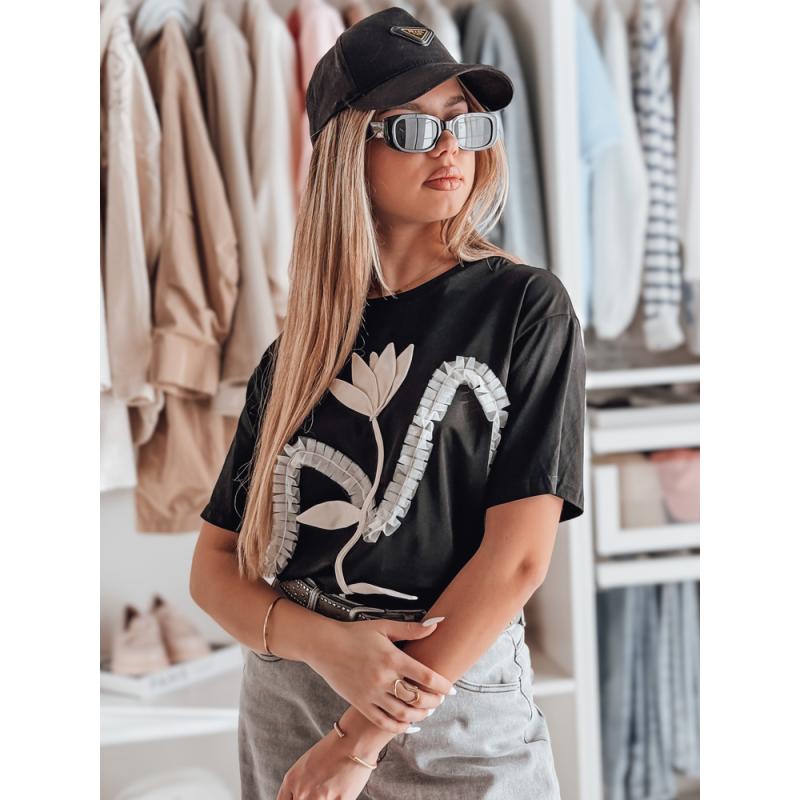 Dámske tričko oversize s 3D efektom čierna