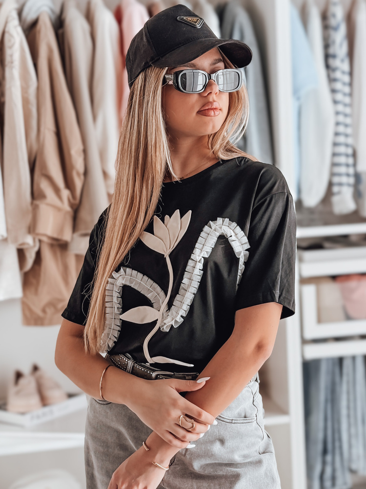 Női oversize póló 3D effekttel fekete