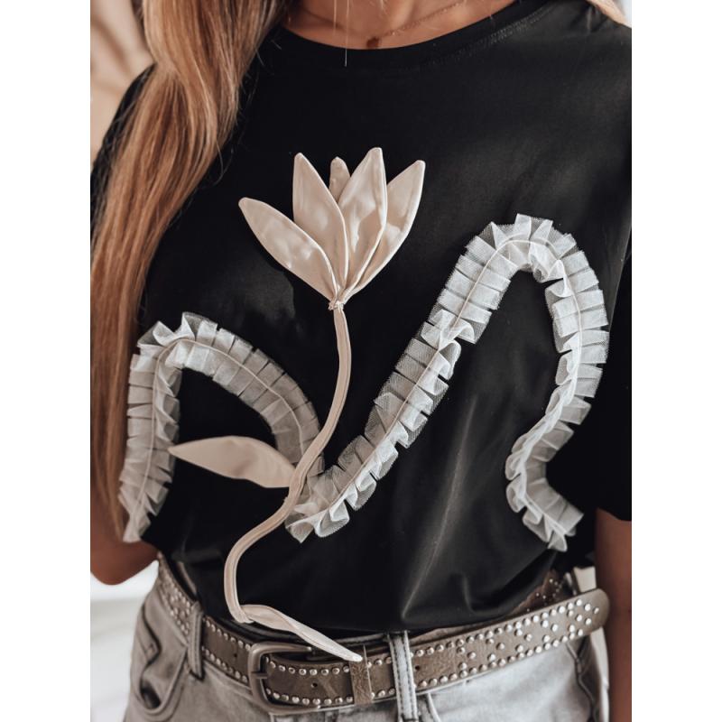 Dámské tričko oversize s 3D efektem černé
