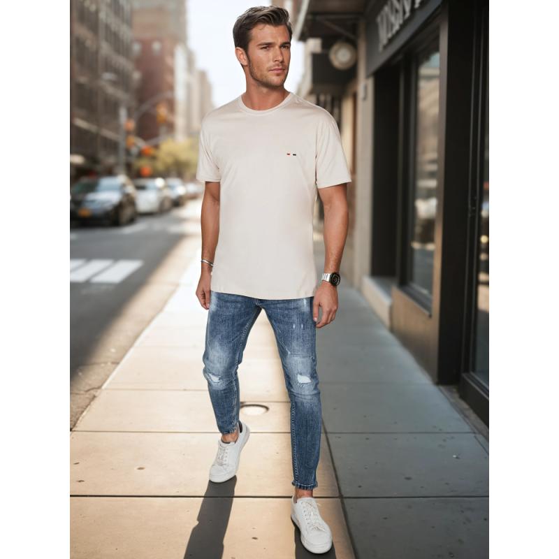 Pánské tričko s výšivkou cappuccino