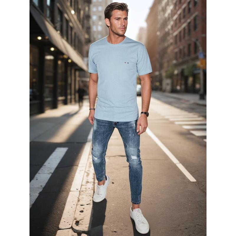 Férfi póló s výšivkou modré