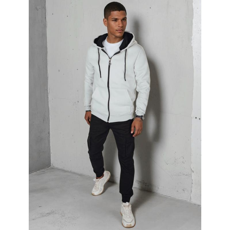 Férfi kapucnis pulóver, alap, világosszürke