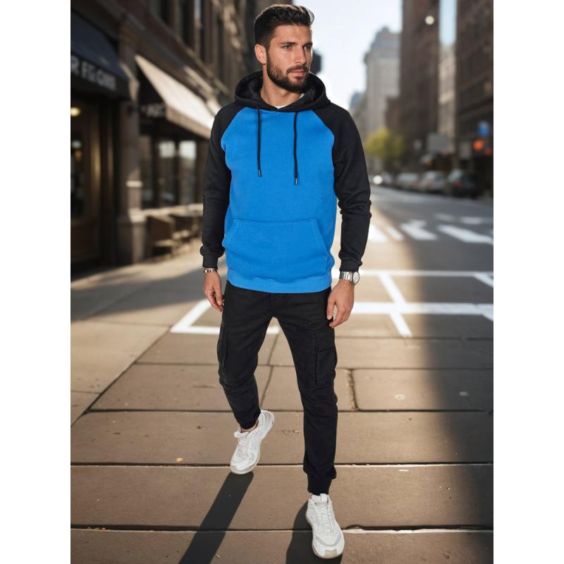 Férfi alap pulóver, kék