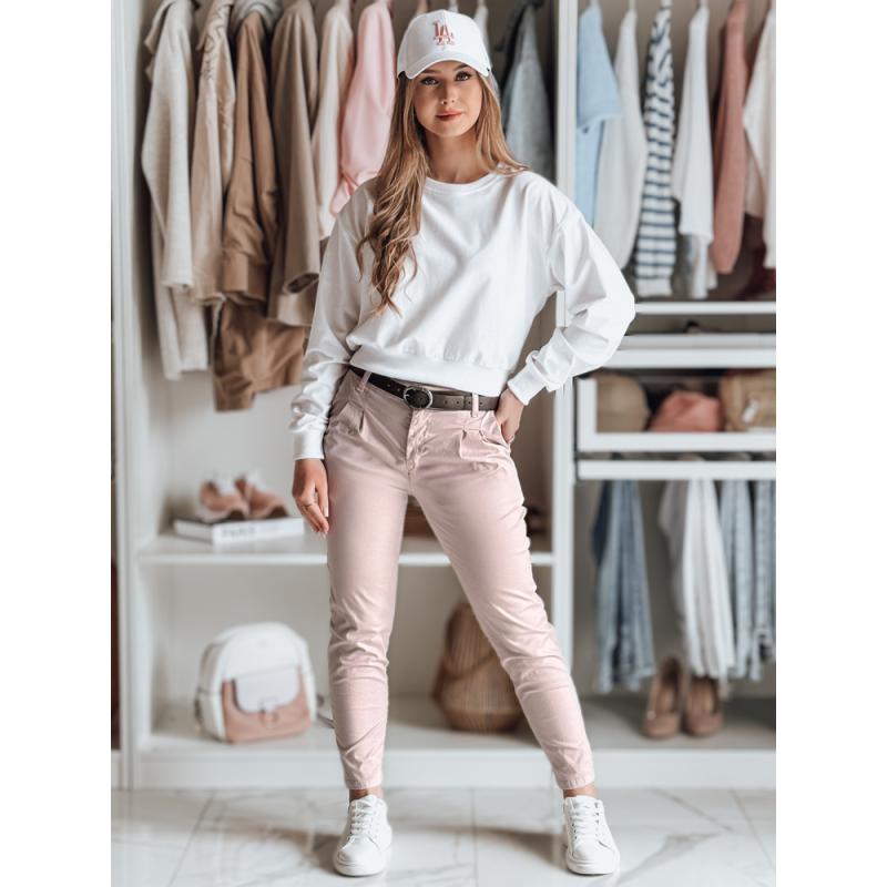 Női chino nadrág övvel MODELA rózsaszín