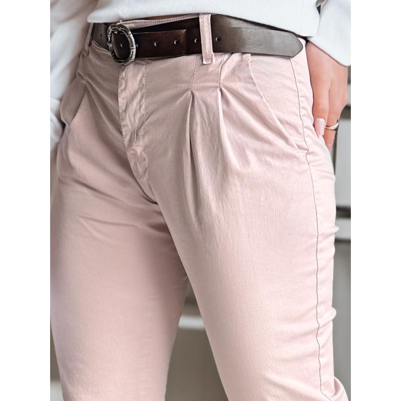 Női chino nadrág övvel MODELA rózsaszín