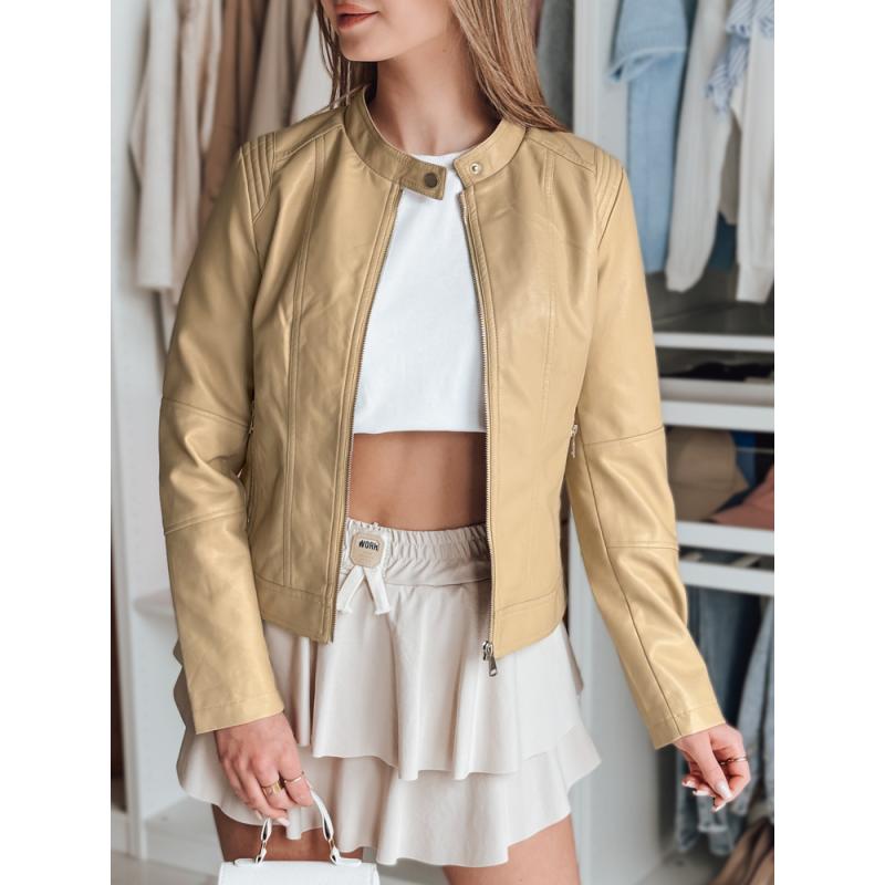 Dámská koženková bunda s kapucí METSOUL béžová