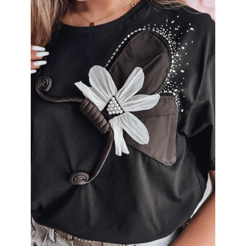 Dámské tričko oversize s 3D efektem PETALOVE černé