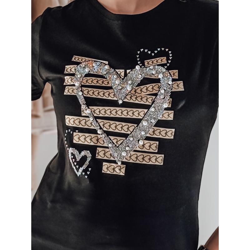 Tričko se srdíčky MARISS černé