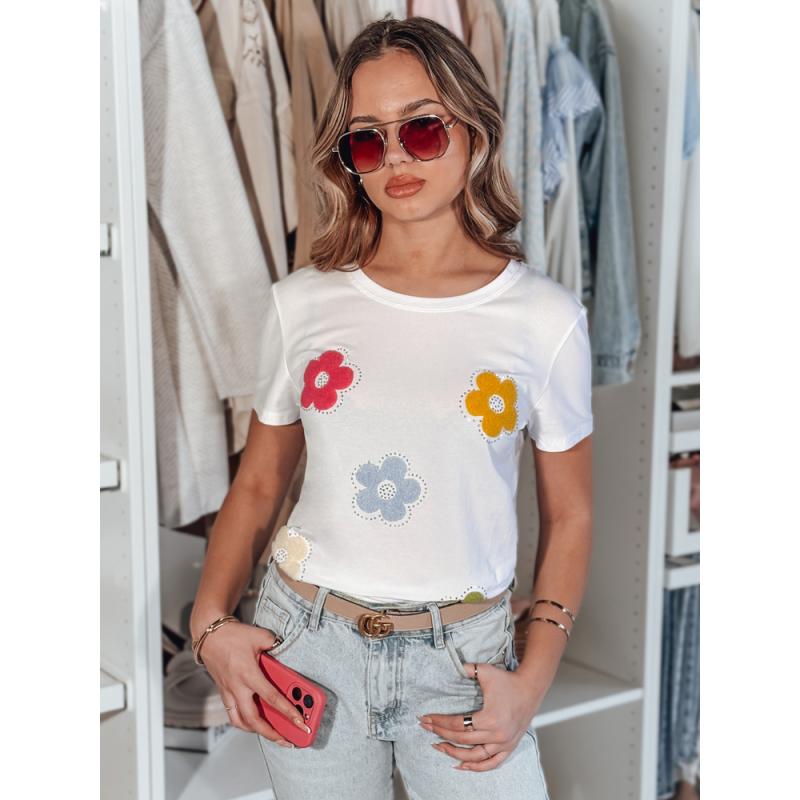 Női virágos póló DAISYLA fehér