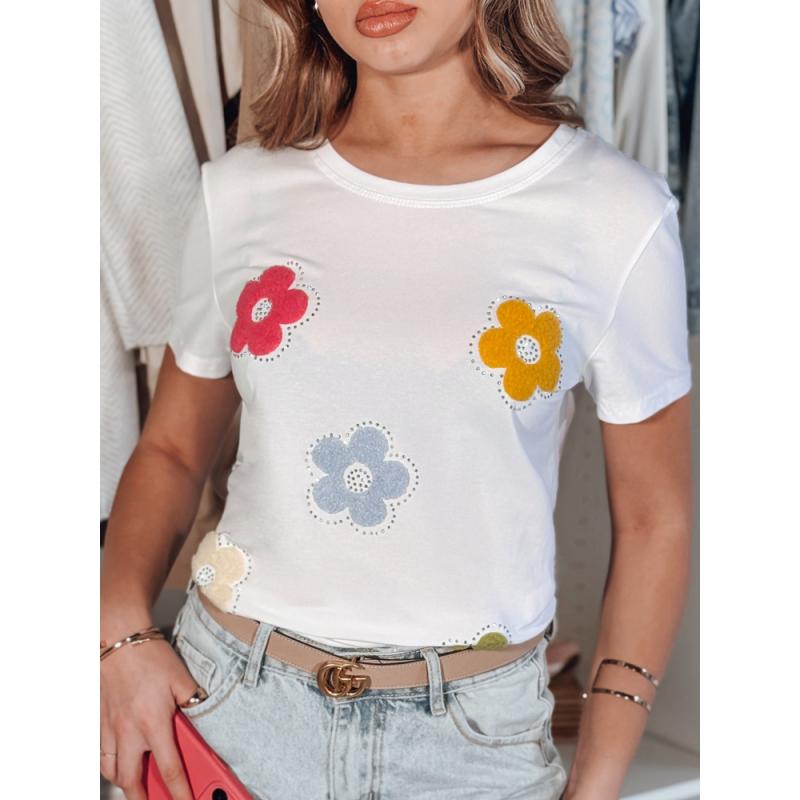 Női virágos póló DAISYLA fehér