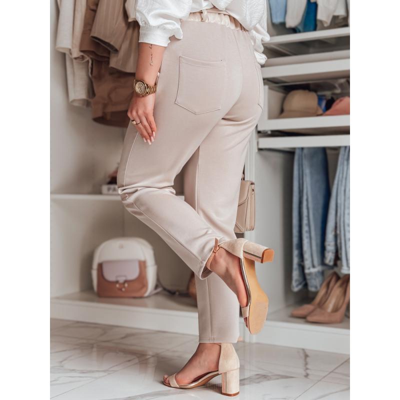 Női casual nadrág vajszínű virágokkal LEGISSA világos bézs