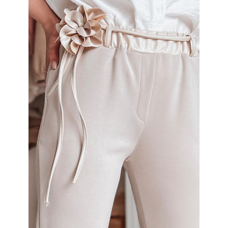 Női casual nadrág vajszínű virágokkal LEGISSA világos bézs