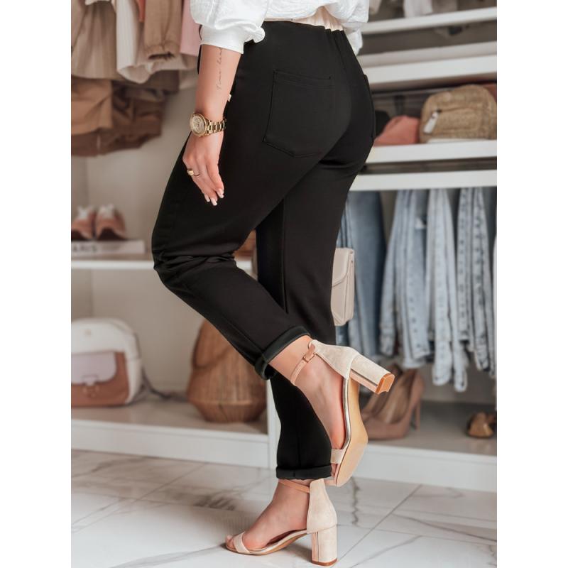 Női casual nadrág vajszínű virágokkal LEGISSA fekete