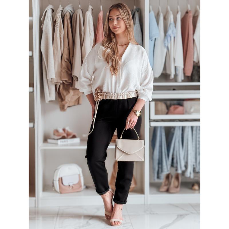 Női casual nadrág vajszínű virágokkal LEGISSA fekete