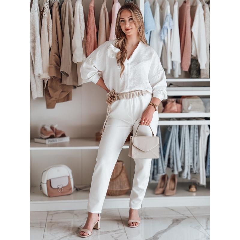 Női casual nadrág vajszínű virágokkal LEGISSA ecru