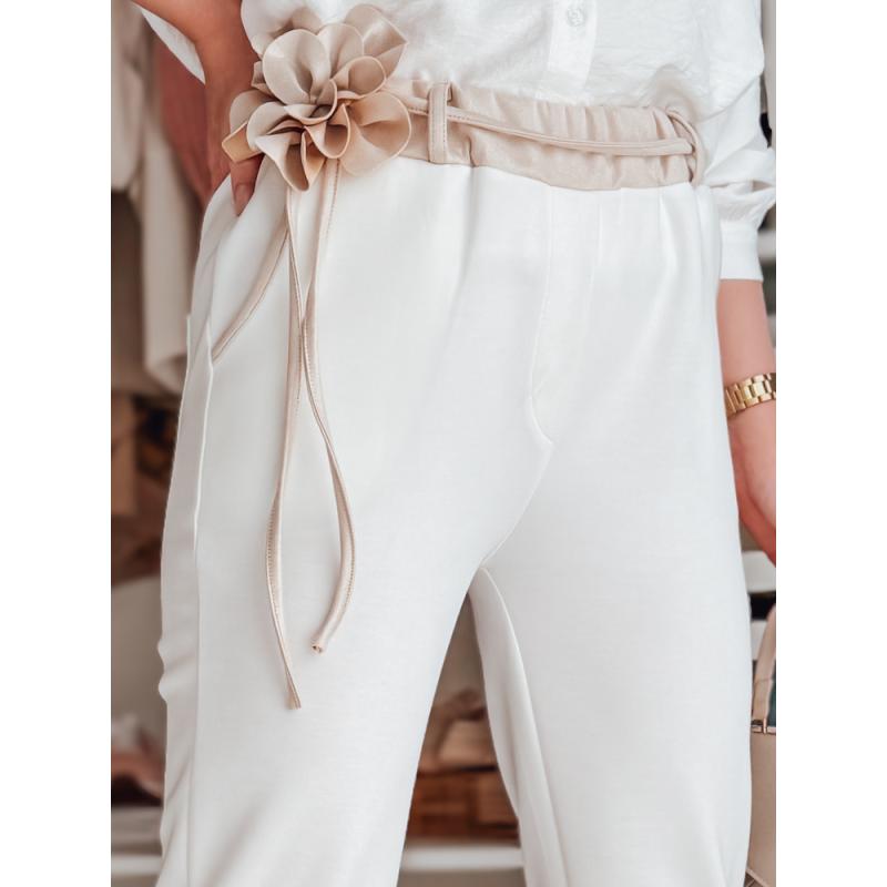 Női casual nadrág vajszínű virágokkal LEGISSA ecru